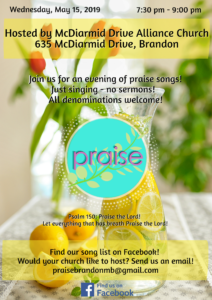 May 15, 2019
McDiarmid Drive Alliance Church
635 McDiarmid Drive, Brandon, MB
7:30 - 9:00 PM